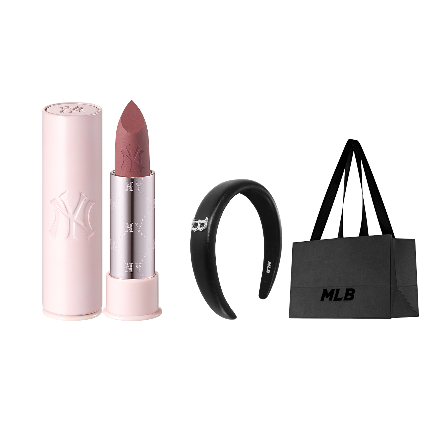 

Monogram Lipstick 3.5g Makeup Set V502 Natural MLB, v502 mystic розовый+headband+shopping bag