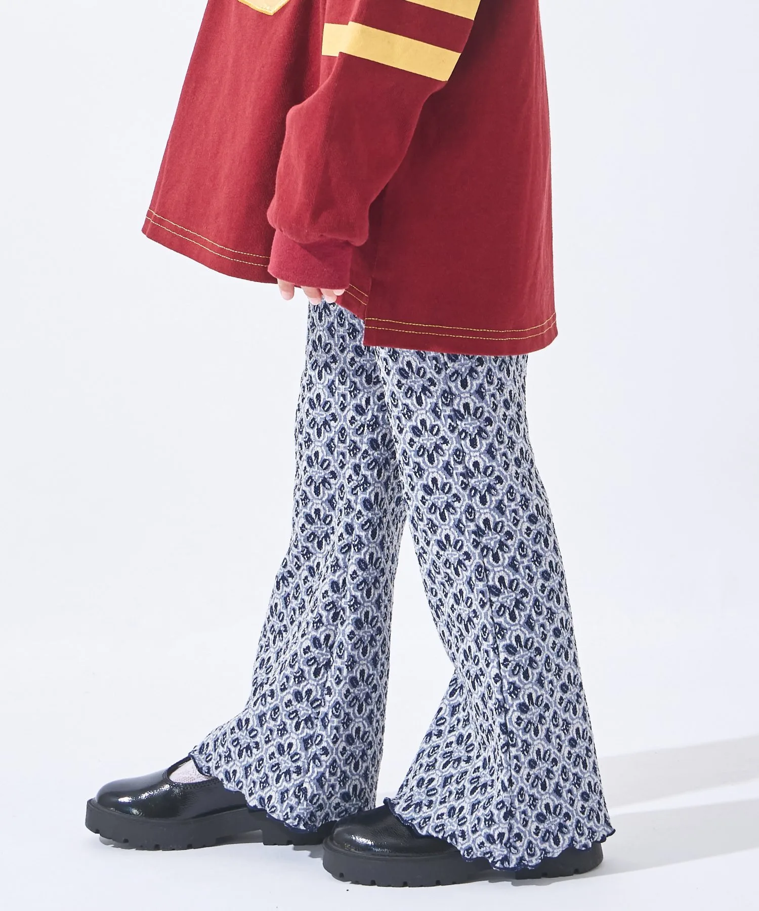 Расклешенные брюки из жаккардовой ткани по всей поверхности Ever Closet, Blue Navy
