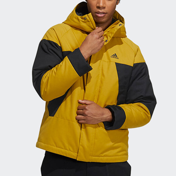 Пуховик adidas Cb Bos Logo Jkt Contrast Color Stitching Hooded Down Jacket Yellow, желтый — фото 3
