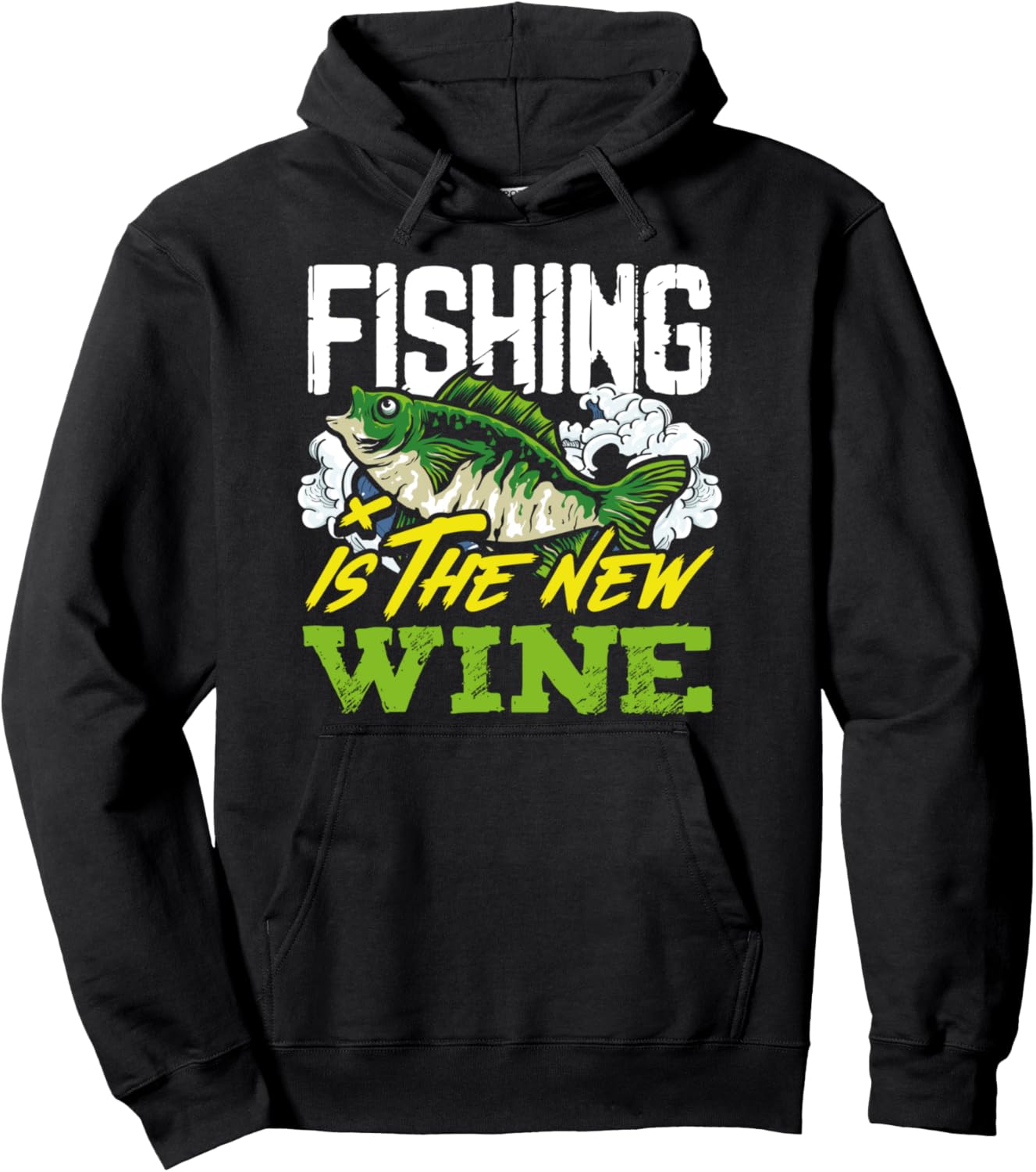 

Забавная толстовка с надписью «Рыбалка - это новое вино» в подарок рыбаку Fishing And Wine Gifts Shop, черный