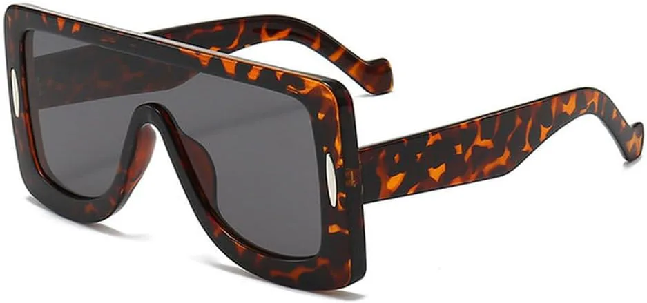 

Панк-солнцезащитные очки в стиле "моноки" для женщин и мужчин, хип-хоп, роскошные солнцезащитные очки с защитой от УФ-излучения UV400 TVTBBVV, Leopard Black