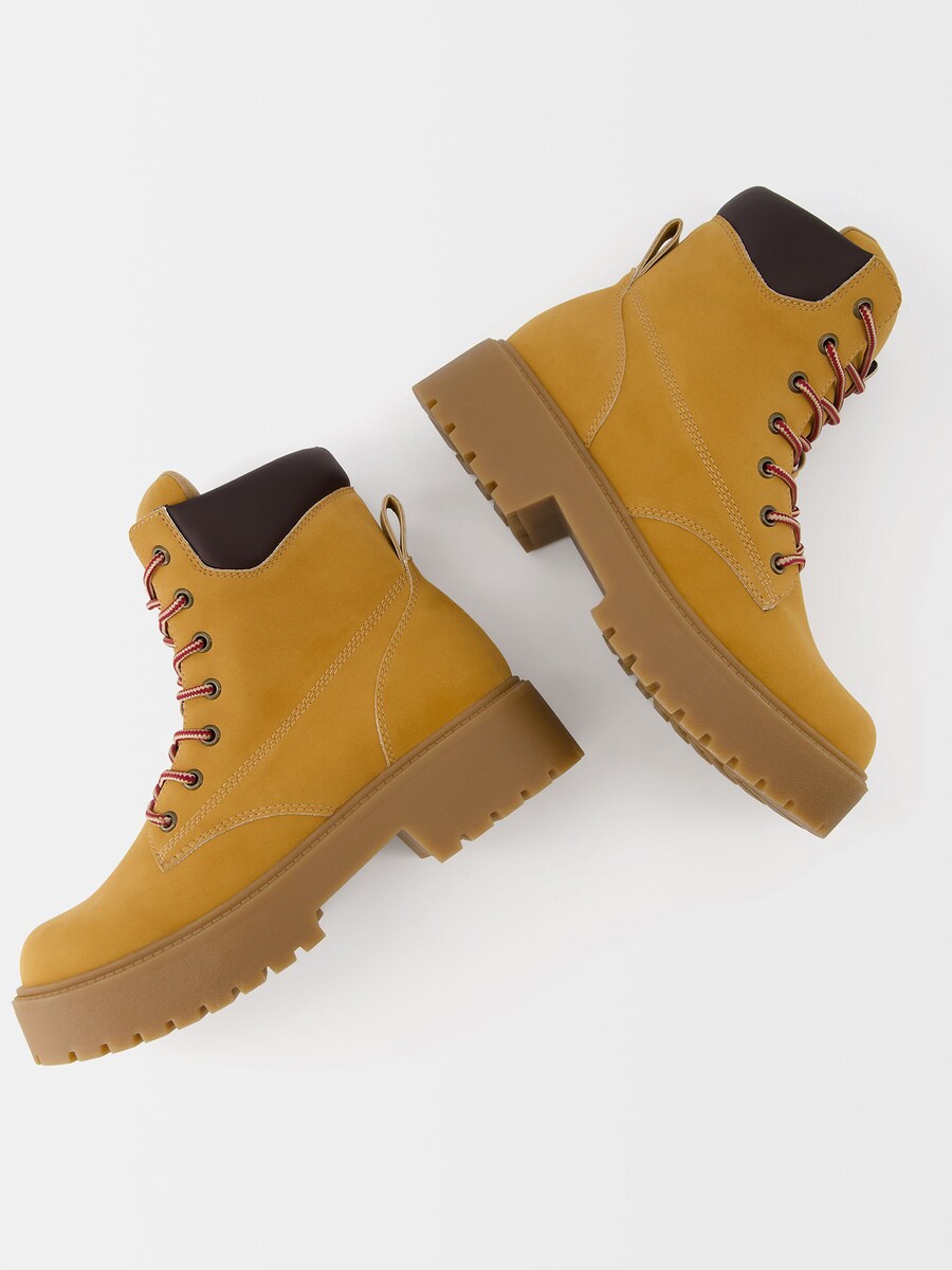 Ботильоны на шнуровке Bershka Lace-Up Ankle Boots, кэмел — фото 4