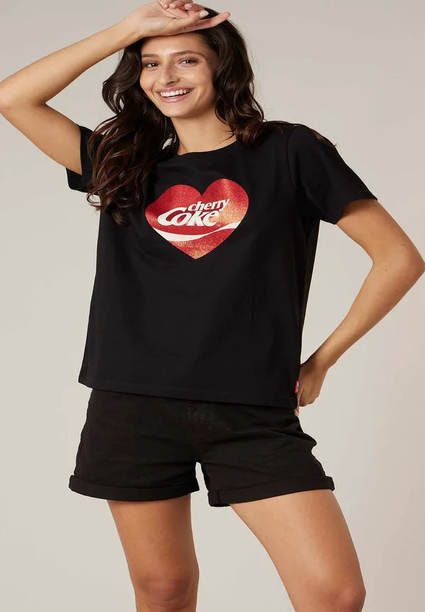 

Оригинальная футболка с вишневым принтом Deeluxe, Schwarz, Красный, Оригинальная футболка с вишневым принтом Deeluxe, Schwarz