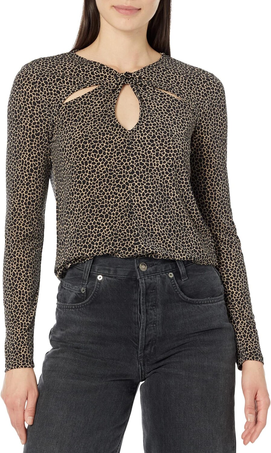 

Топ Michael Kors Giraffe Twist Keyhole Top, хаки