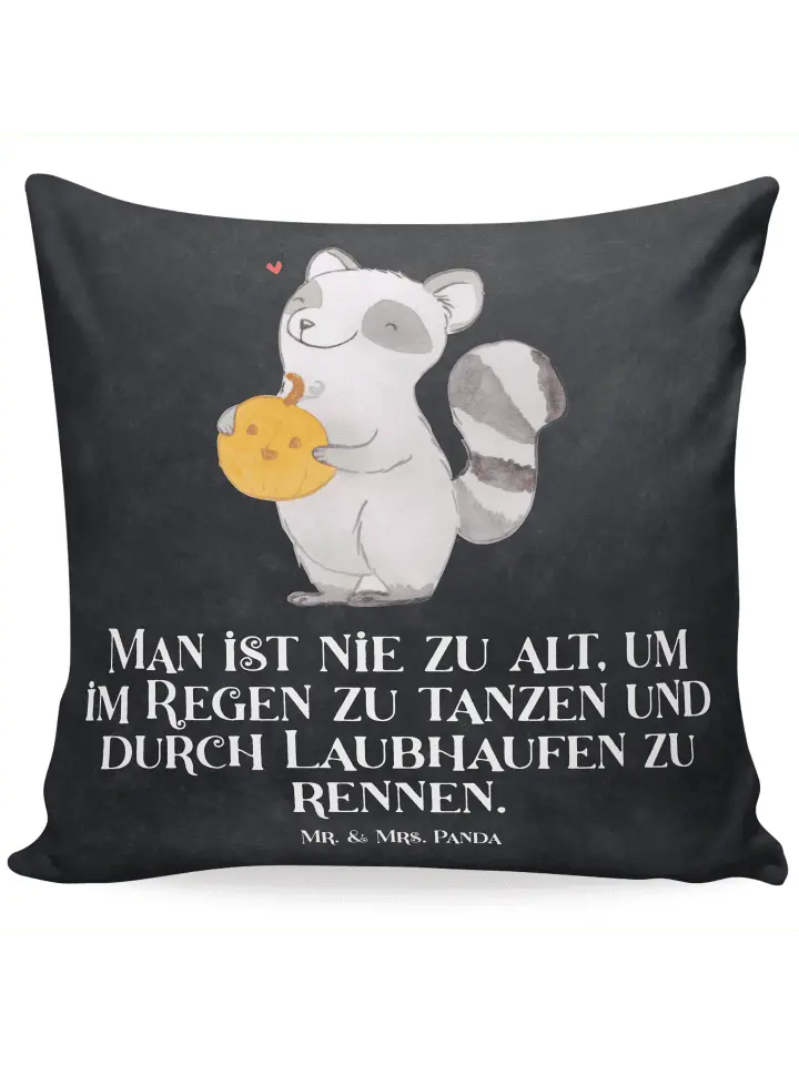 

Подушка Mr & Mrs Panda 40x40 Waschbär Kürbis, цвет kreidetafel