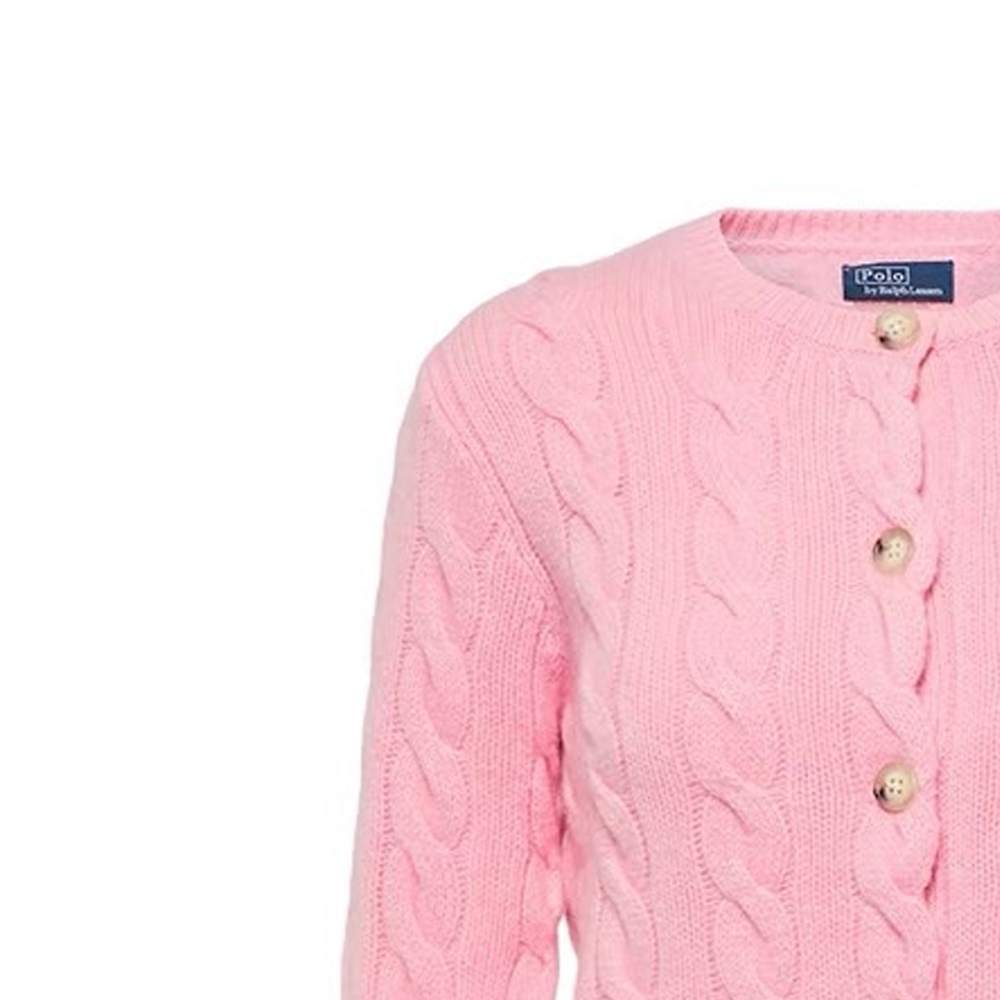 Поло с мотивом пони Кардиган вязка кабелем Polo Ralph Lauren, Розовый — фото 3