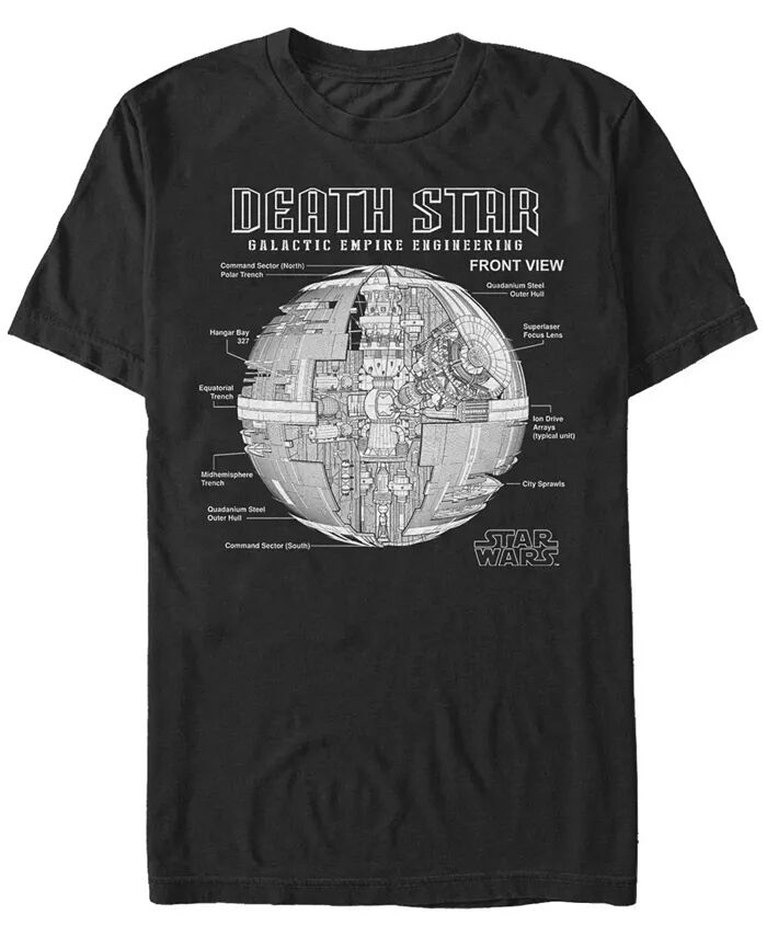

Мужская классическая футболка с коротким рукавом Star Wars Death Star Galactic Engineering Fifth Sun, черный