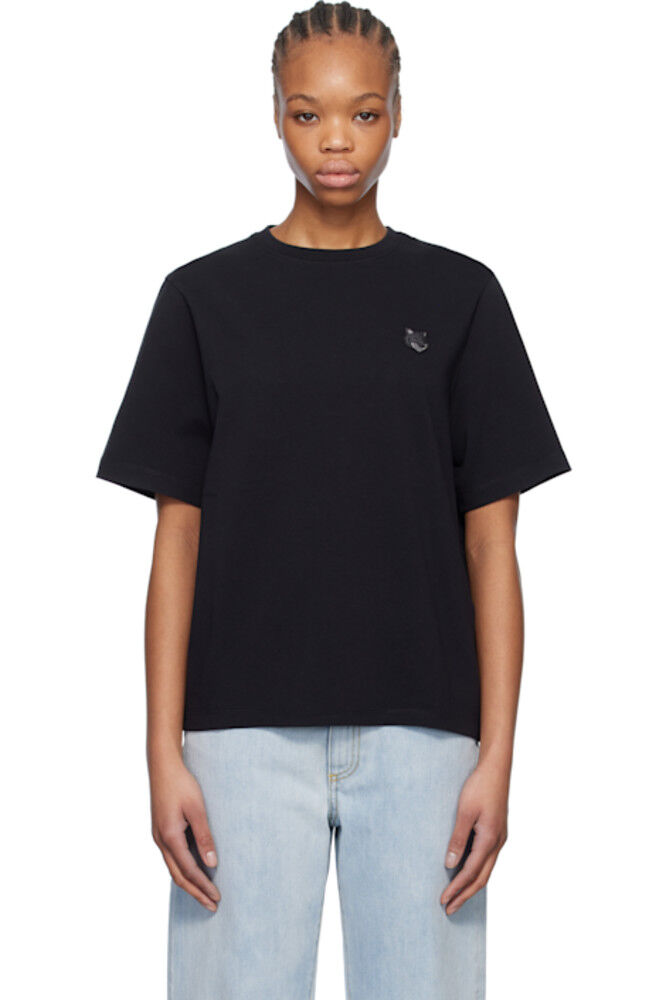 

Черная футболка с нашивкой в ​​виде головы лисы Comfort Maison Kitsuné