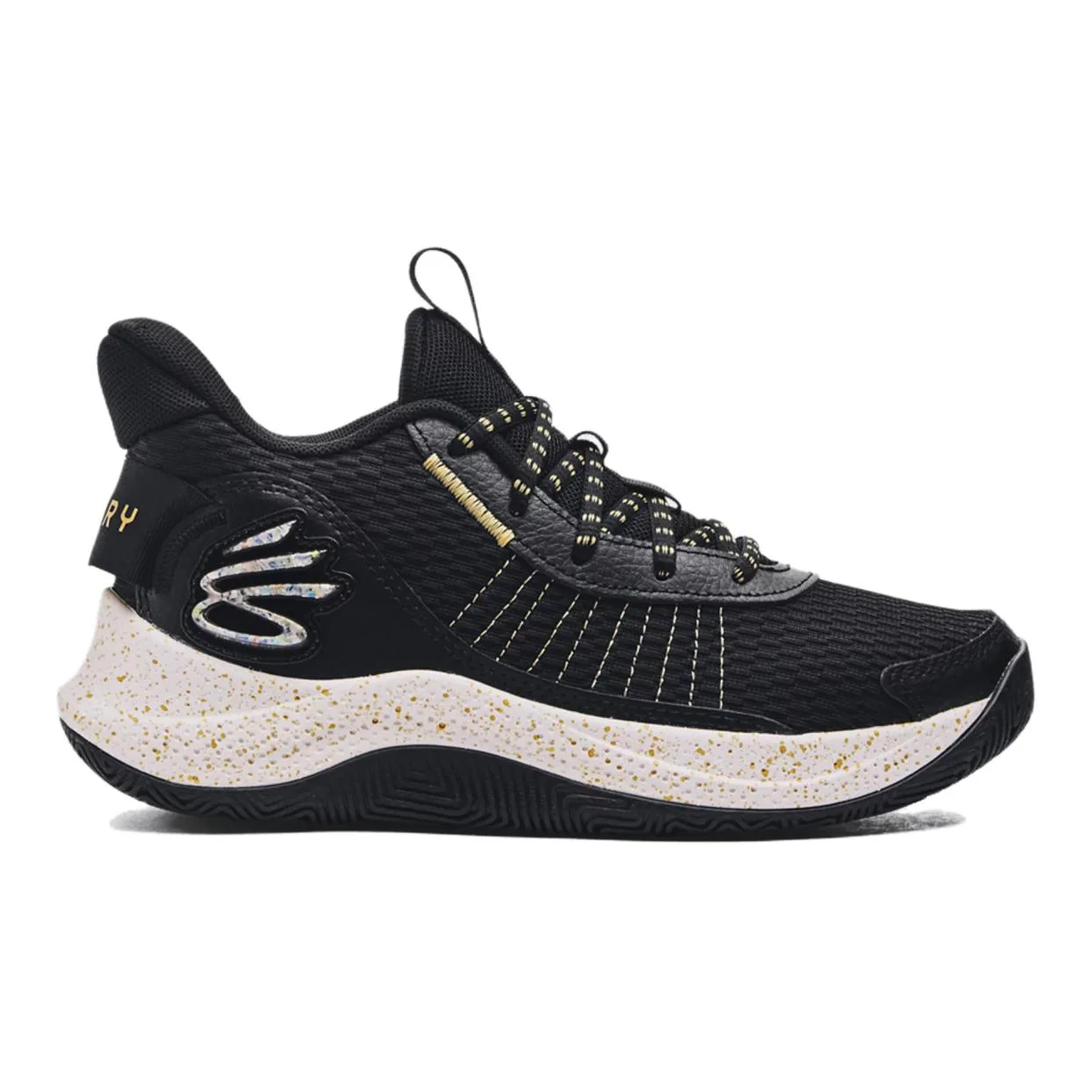 Under Armour Curry 3 Slip Resistant Abrasion Resistant низкие детские баскетбольные кроссовки Black White Unisex — фото 3