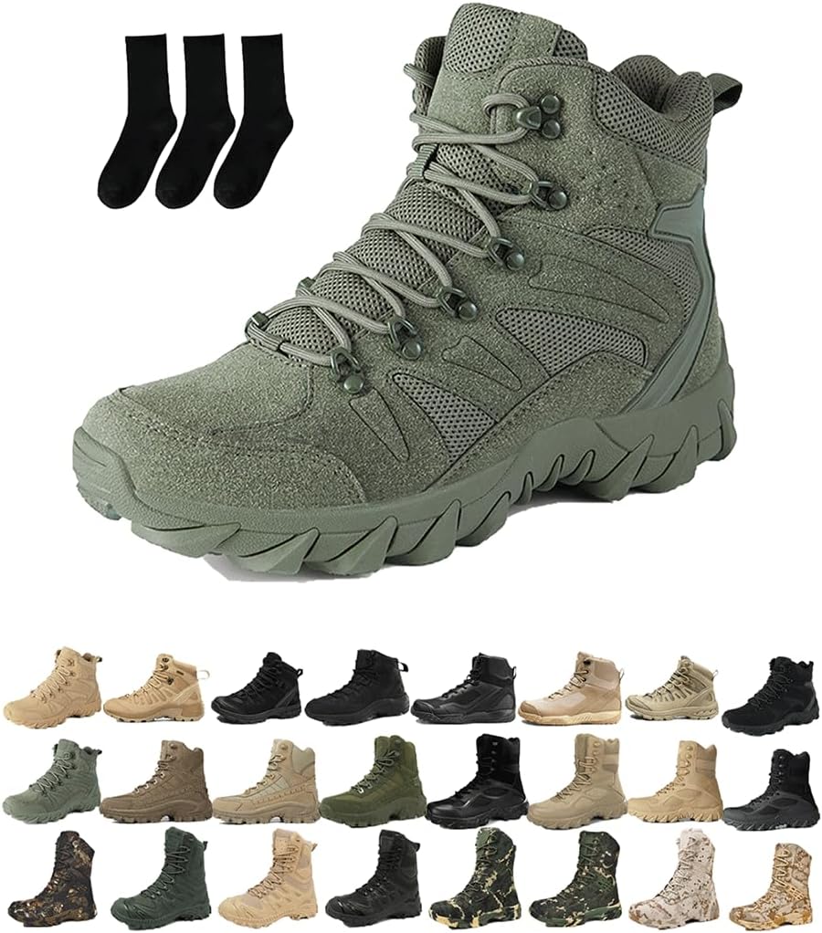 

Мужские водонепроницаемые ботинки для улицы с боковой молнией, легкие, с ортопедической поддержкой, антипрокольные, для работы на открытом воздухе, кемпинга и работы Generic, зеленый