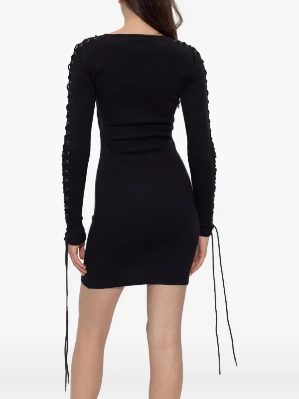 Платье в рубчик со шнуровкой Balenciaga, черный — фото 4