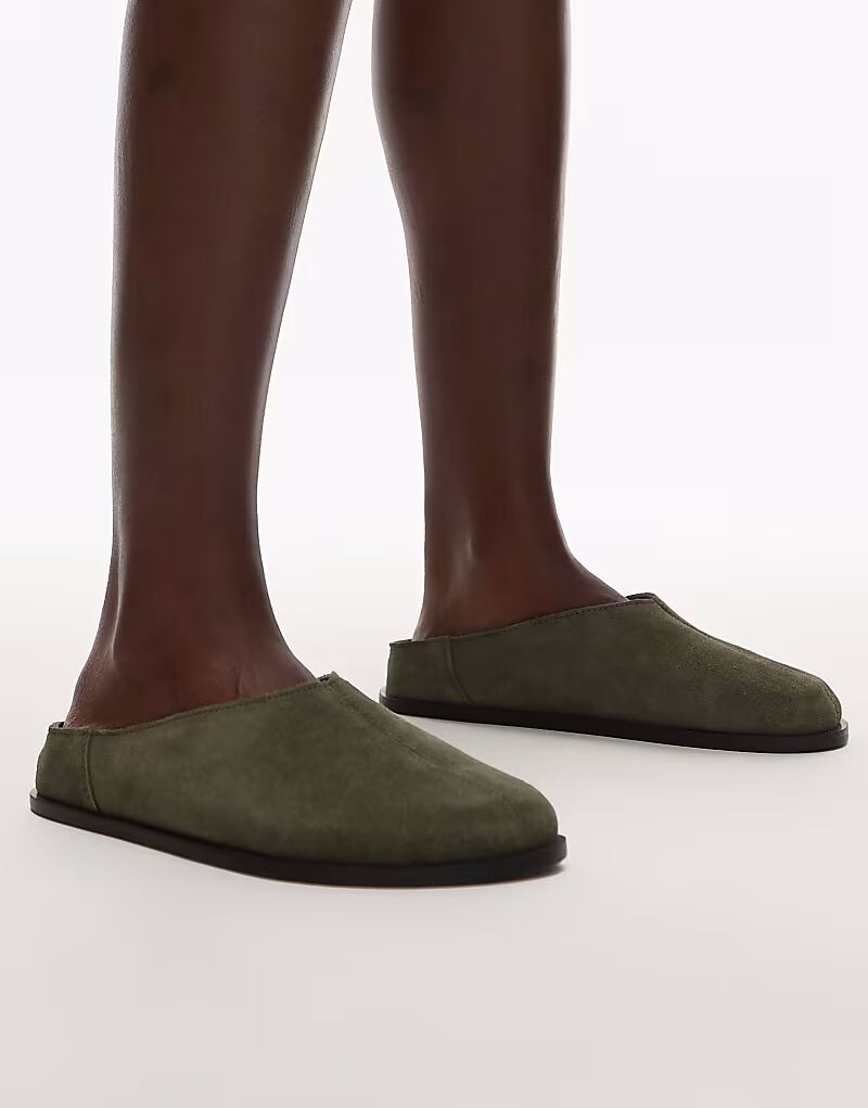 Замшевые мюли Topshop Abbie цвета хаки