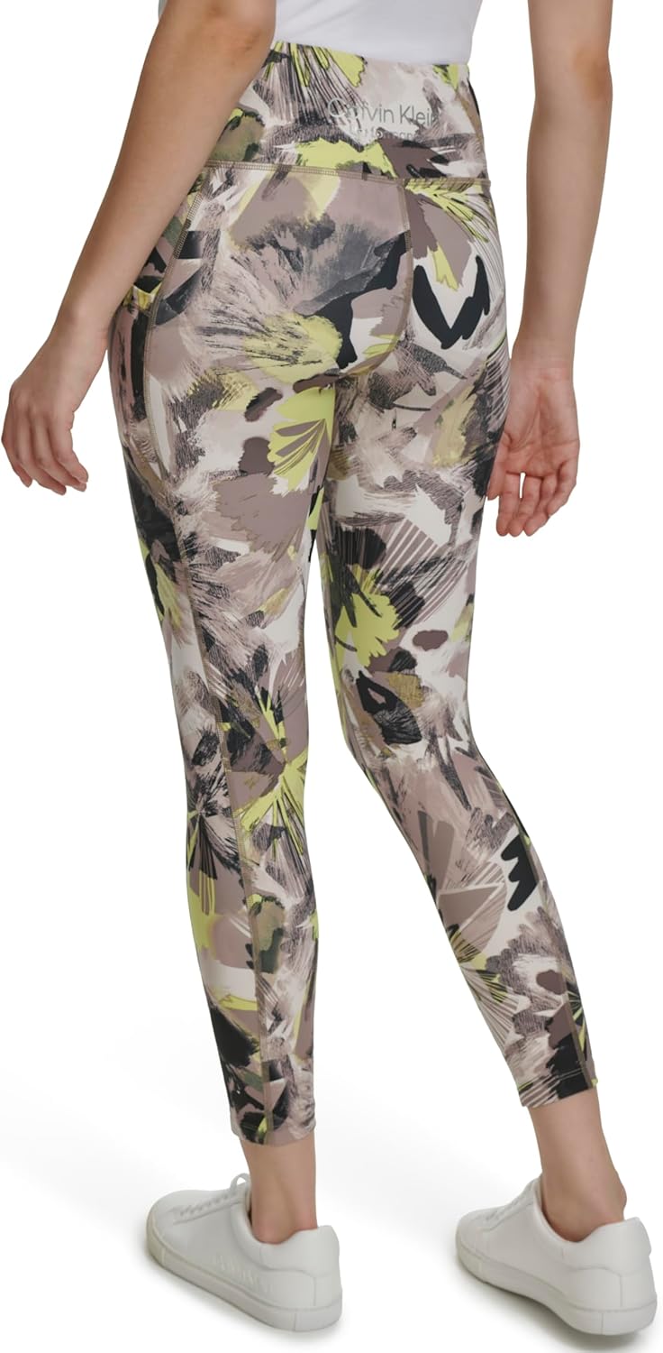 Женские леггинсы Calvin Klein с принтом и высокой талией, Collage Floral Nu Beige — фото 4