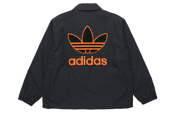 Куртка adidas originals Big Trfl Jkt Athleisure Casual Sports Embroidered Logo Woven Jacket Black, черный — фото 2
