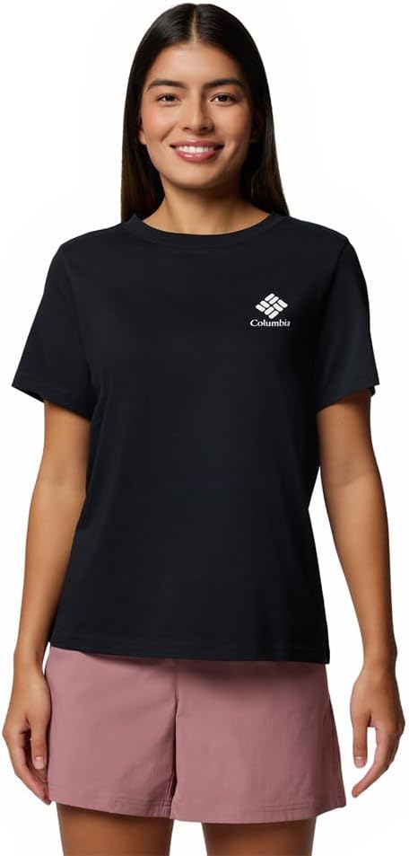 

Футболка Columbia Womens Leslie Falls Short II, Black/Stacked Gem