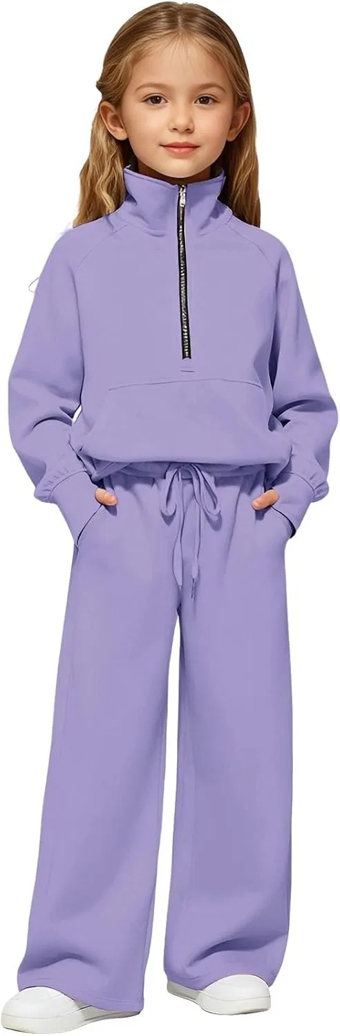 Детский спортивный костюм Purple Girls Half Zip Sweatsuit 2 Piece Set