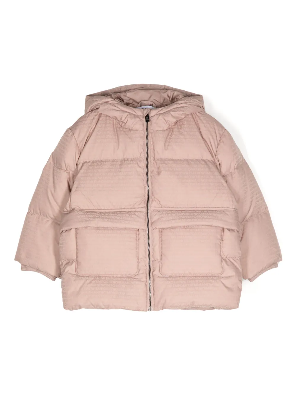 

Пуховик с логотипом Emporio Armani Kids, розовый