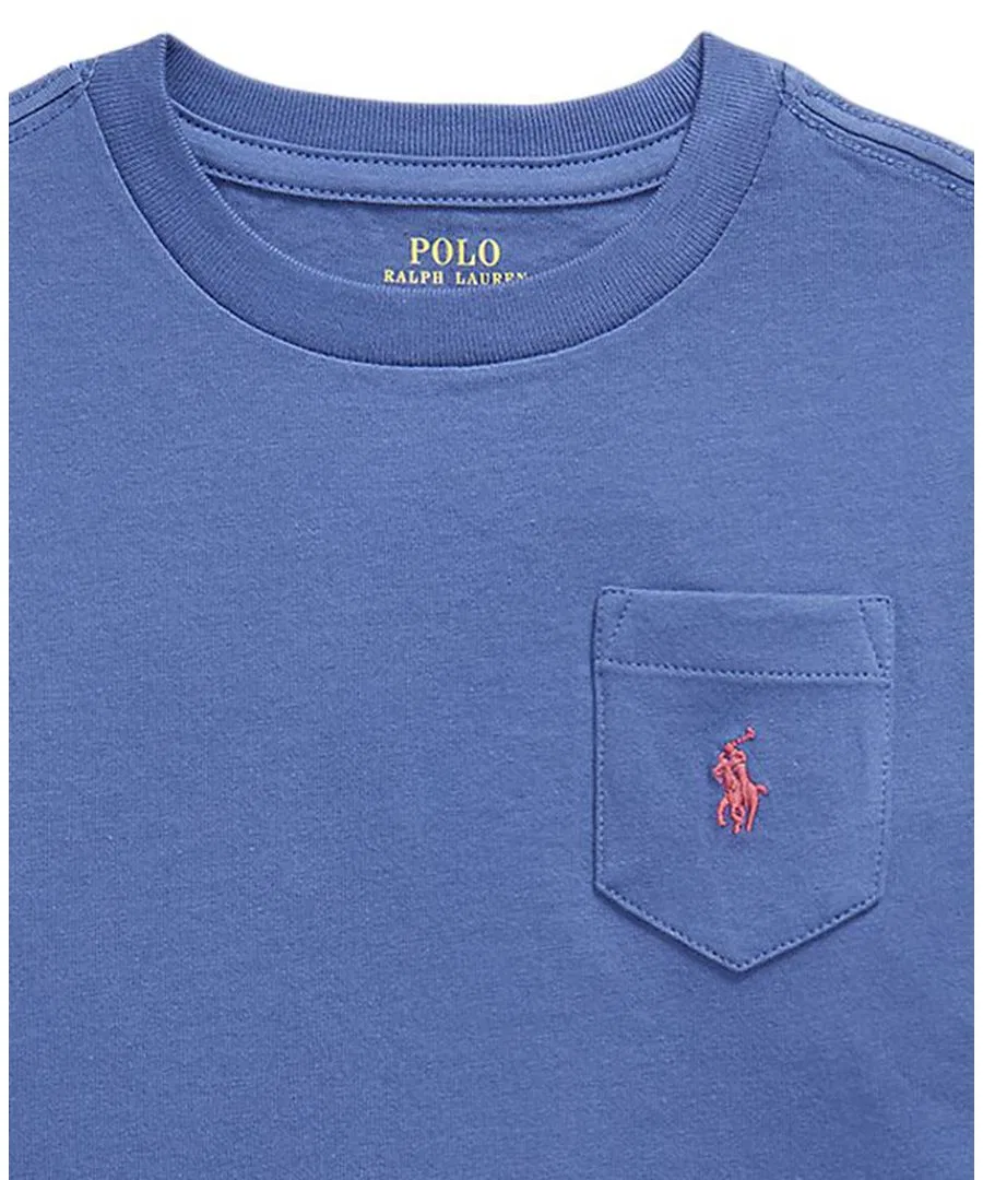 Детская футболка с карманом (джерси) для мальчиков 2-7 лет Polo Ralph Lauren, синий — фото 3