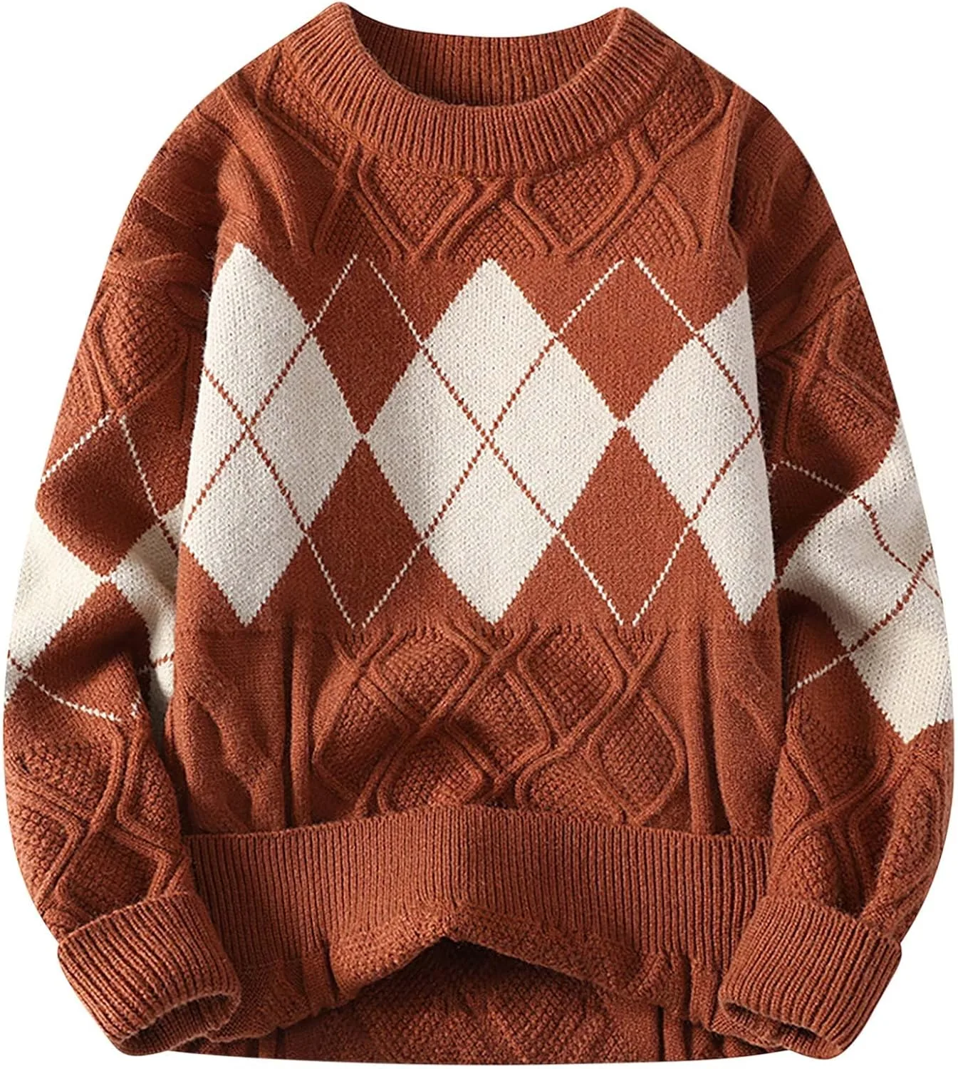 

Мужской свитер с геометрическим узором и воротником-гольф AQAYL