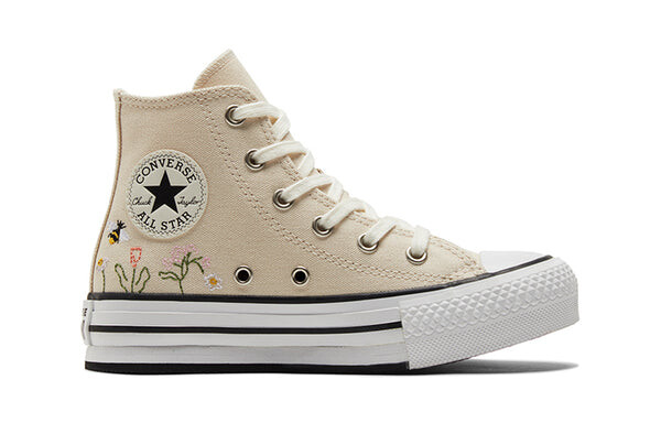 Кроссовки chuck taylor all star lift platform high ps 'floral embroidery - natural ivory' Converse, хаки — фото 2