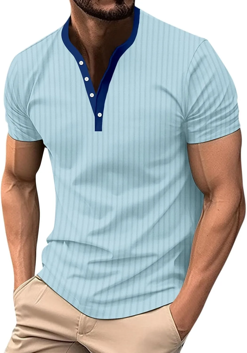 

Мужская футболка Henley с коротким рукавом BEIBEINOYA