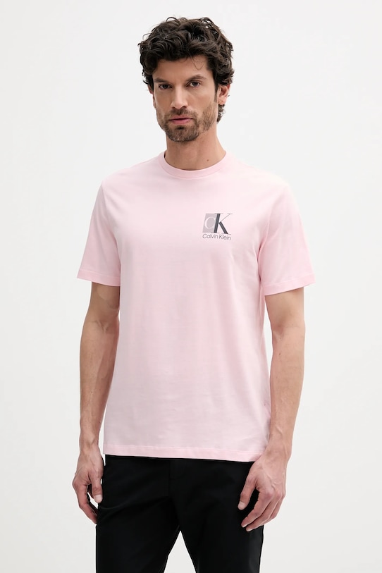 

Хлопковая футболка Calvin Klein, розовый