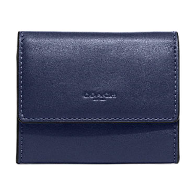 

Кожаный мини-кошелёк для карт женский морской синий COACH