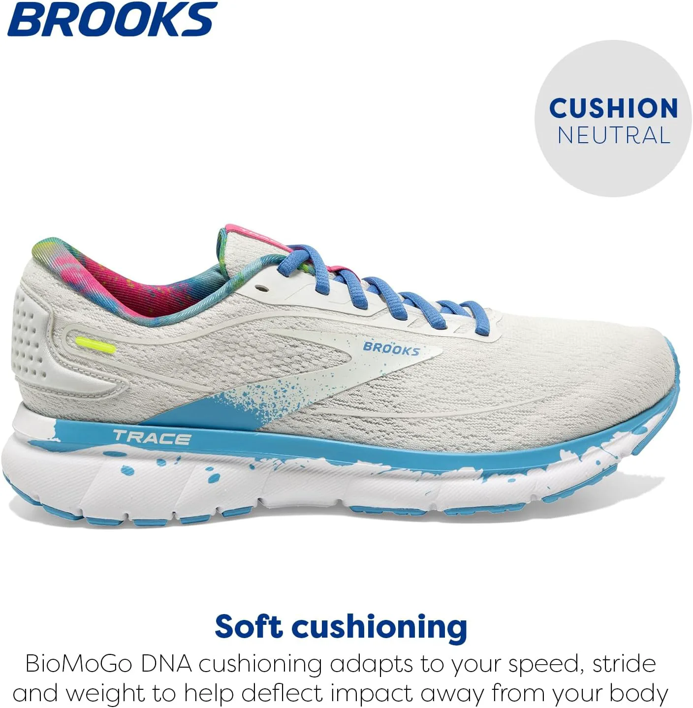 Мужские нейтральные беговые кроссовки Brooks Trace 2, белый/серый/синий — фото 3