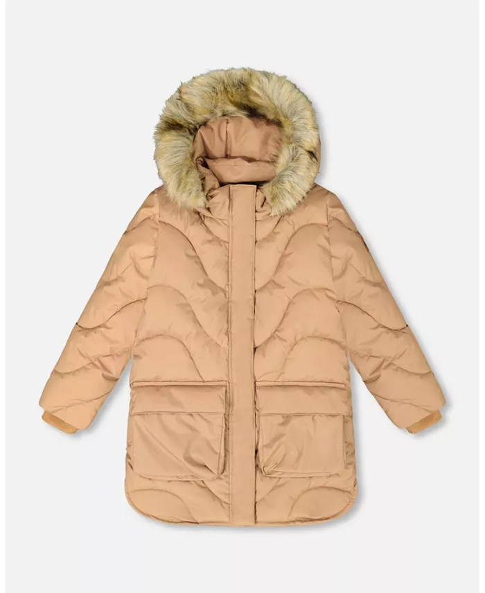 

Длинное волнистое стеганое зимнее пальто для девочек «Лисичка» - для малышей|ребёнков Deux par Deux, коричневый