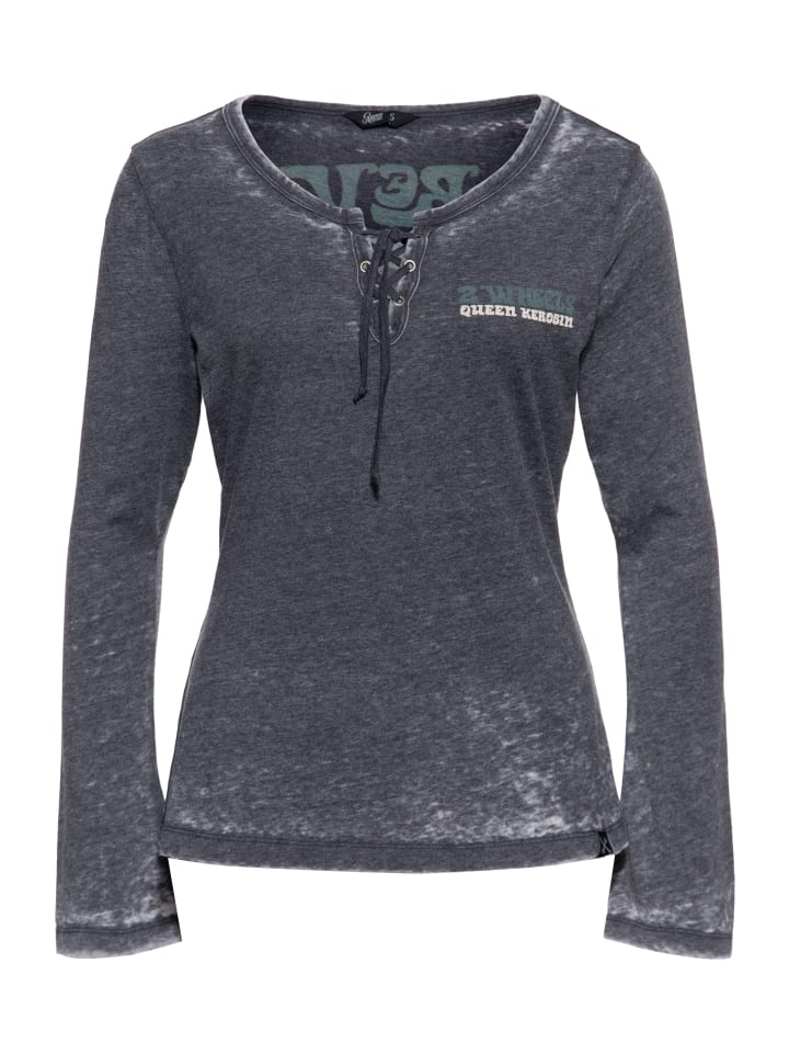 

Футболка с длинными рукавами Queen Kerosin Forever 2 Wheels серого цвета