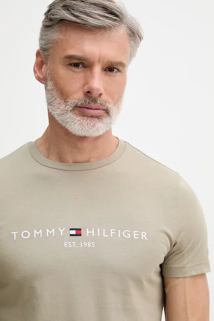 Футболка хлопковая męski bawełniany Tommy Hilfiger, бежевый — фото 4