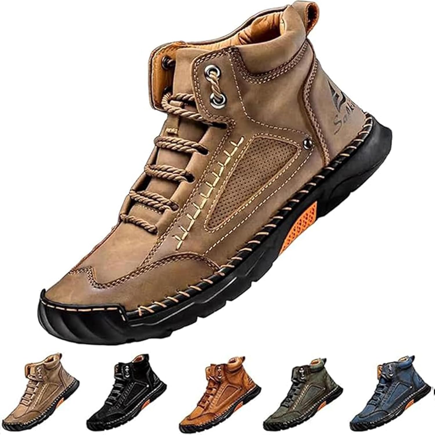 

Мужские ботинки, ручной работы из кожи, комфортные водонепроницаемые ботинки с поддержкой свода стопы для походов и туризма на открытом воздухе Biliker, хаки