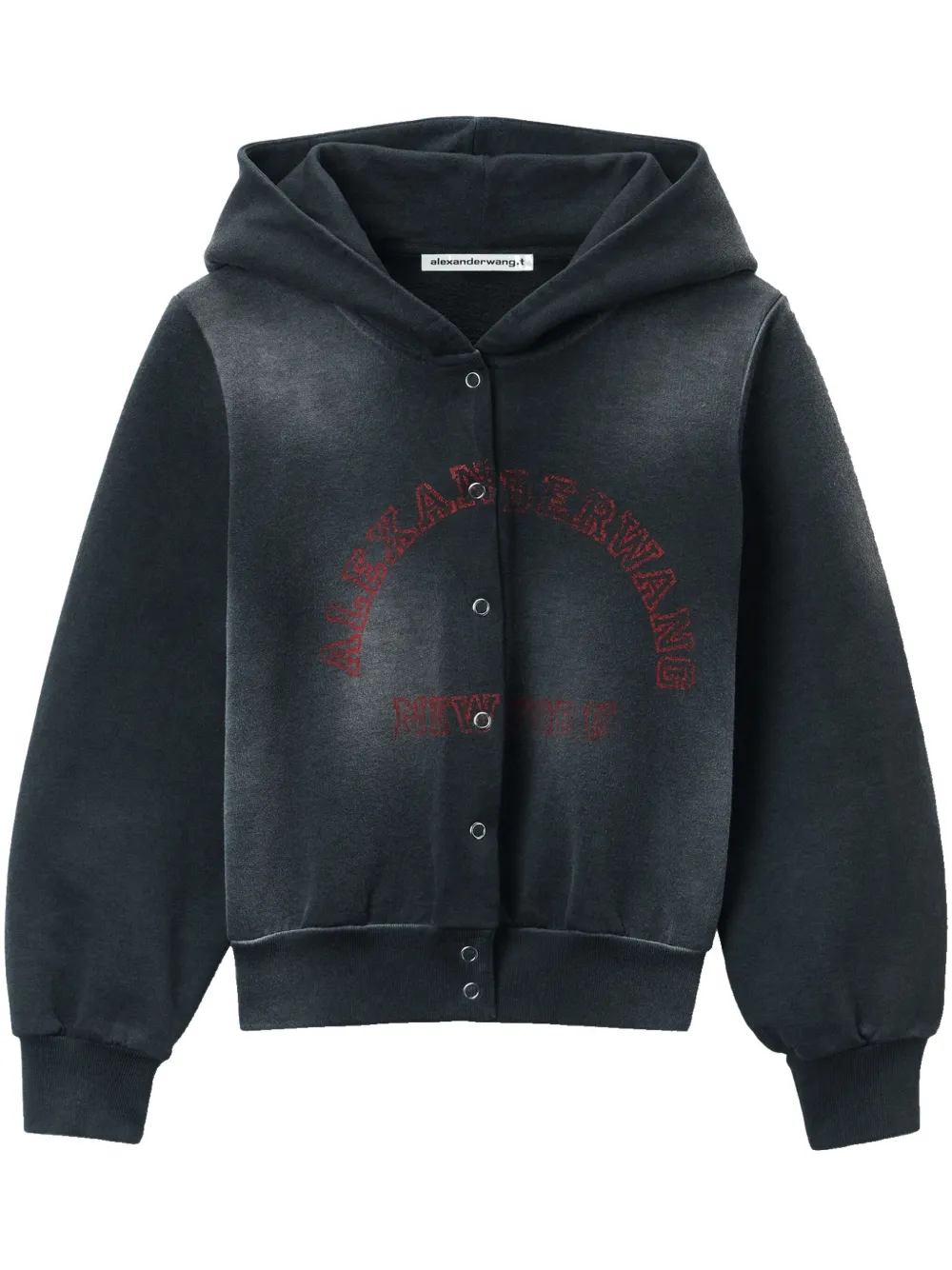 

Куртка с капюшоном и эффектом потертости Alexander Wang, черный