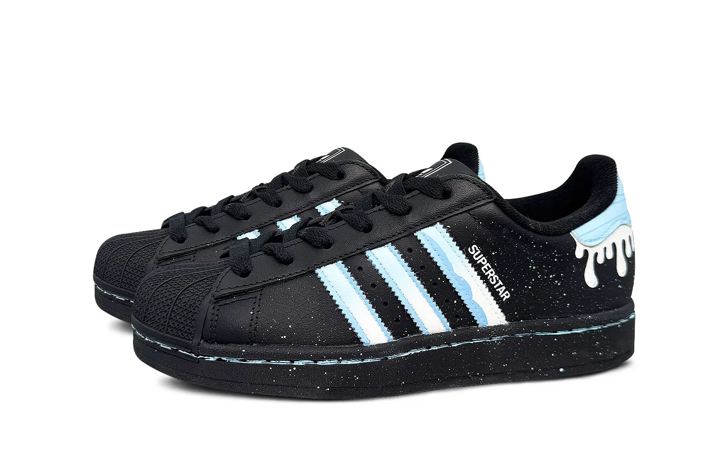 Кроссовки Superstar 2 Starry Frost Leather Low top детские скейтбординговые Black Pink для подростков Adidas Originals, Blue — фото 4
