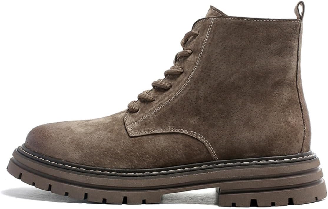 

Стильные кожаные высокие ботинки CTKVbmeoi с увеличением высоты на 4 см для мужчин. Прочные и удобные для ношения на открытом воздухе и в повседневной жизни. Нескользящая подошва для устойчивости, коричневый