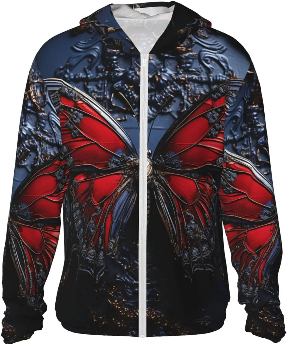 

UPF 50+ Red Butterfly солнцезащитная толстовка-худи HCBPWVQA