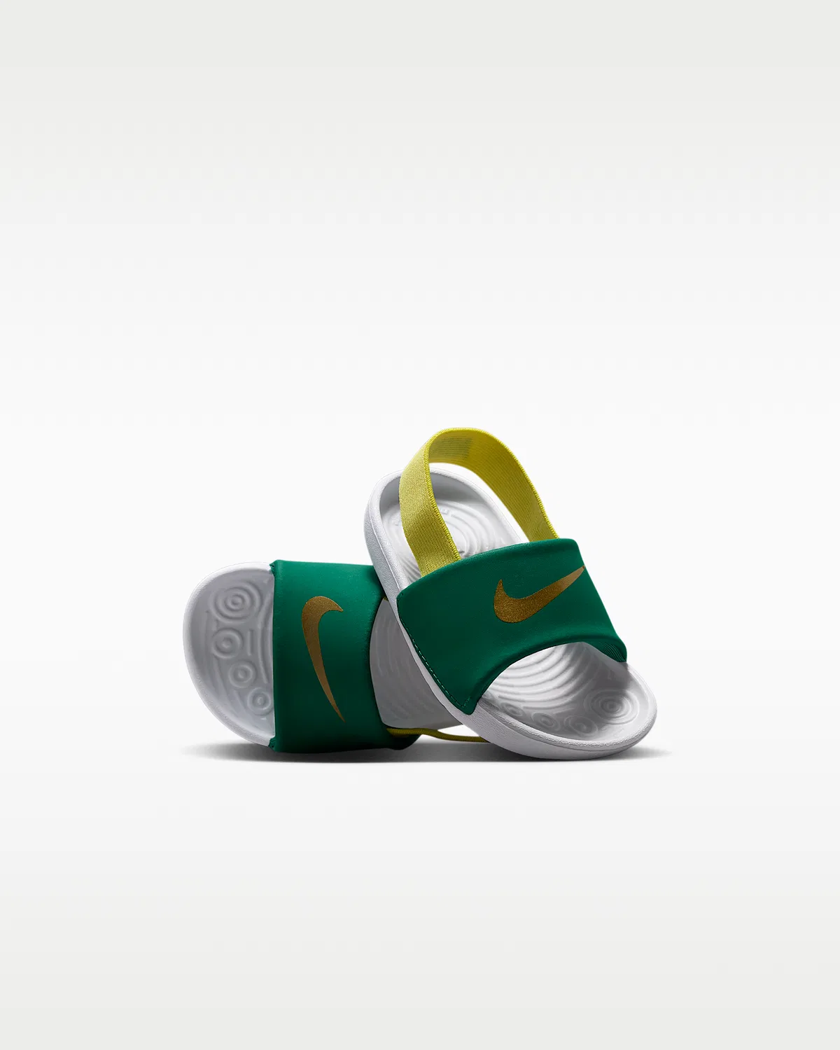 Слайды Nike Kawa для малышей, Malachite/Sonic Yellow/White/Metallic Gold