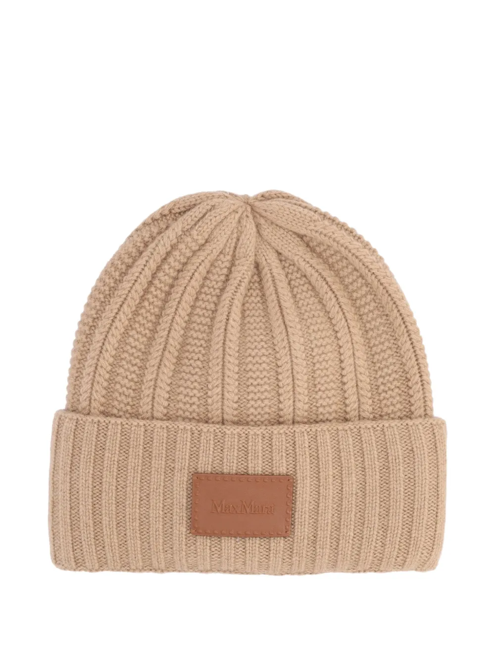 

Шапка бини в рубчик с нашивкой-логотипом MAX MARA, коричневый