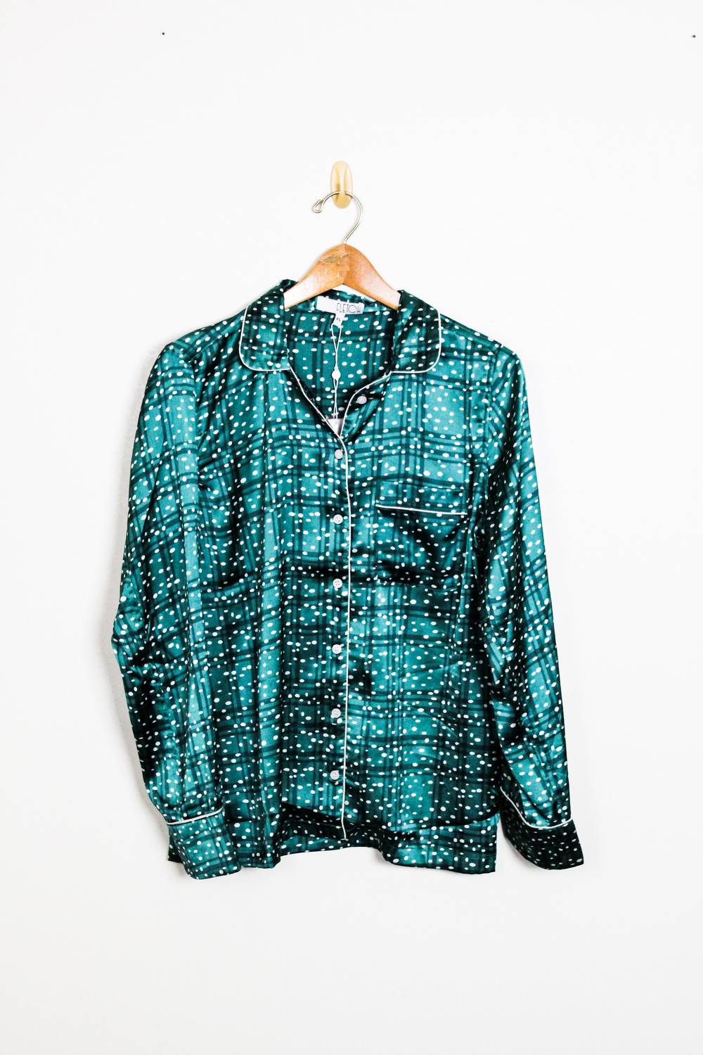 

Женский атласный пижамный комплект в изумрудную клетку Fletch, цвет emerald plaid