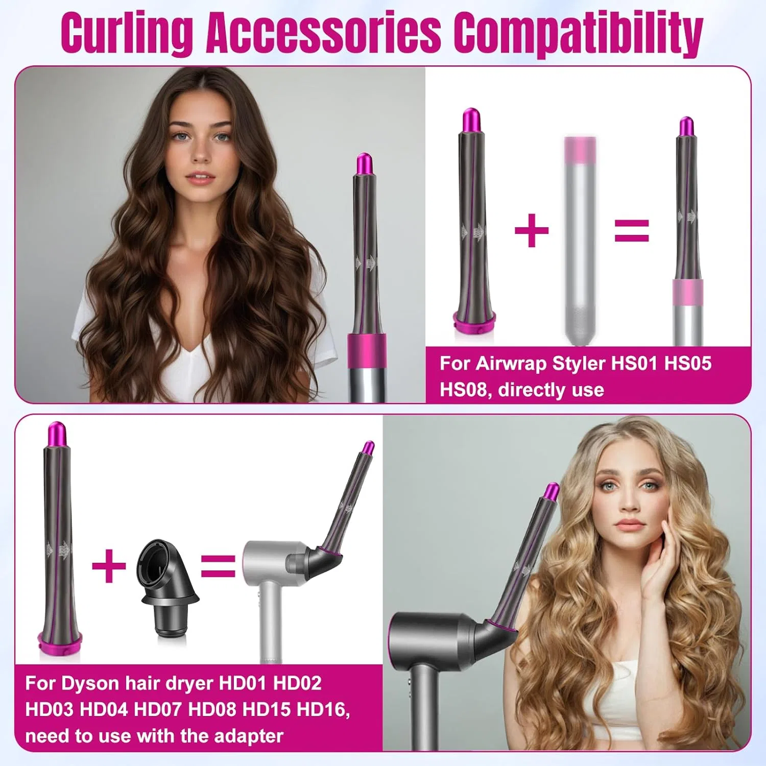 Длинные щипцы для завивки 20 мм и адаптер для Dyson HD01-HD16 Chuancheng, 2 X 20 Mm Curlers + 2 X Adapters — фото 2