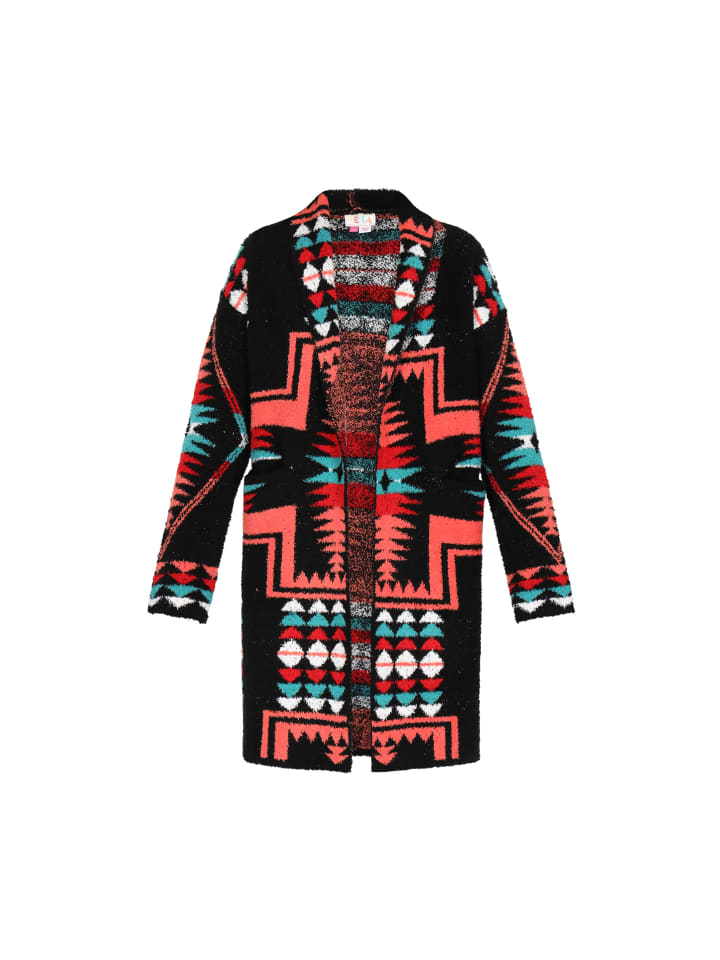 

Женский кардиган черного цвета с разноцветными вставками IZIA