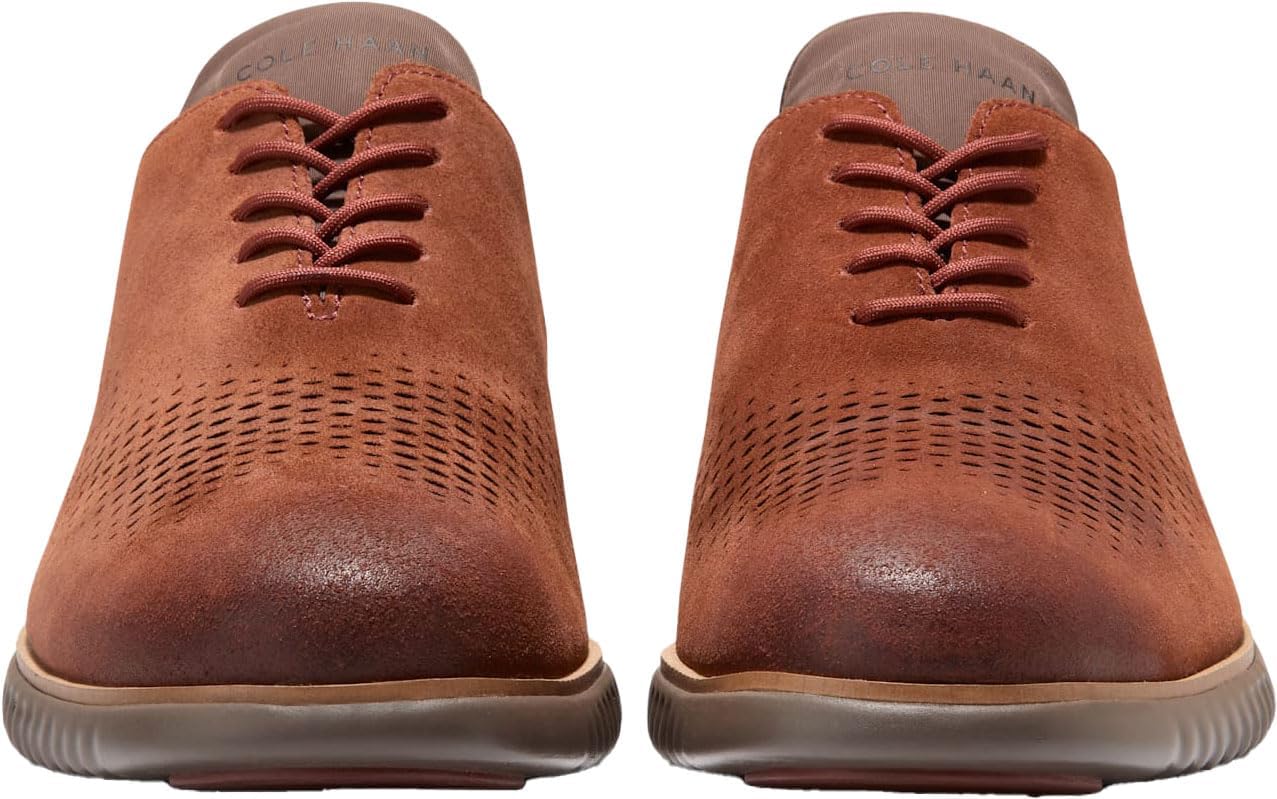 Мужские оксфорды Cole Haan 2.Zerogrand с лазерной перфорацией, Scotch Suede/Lava — фото 2