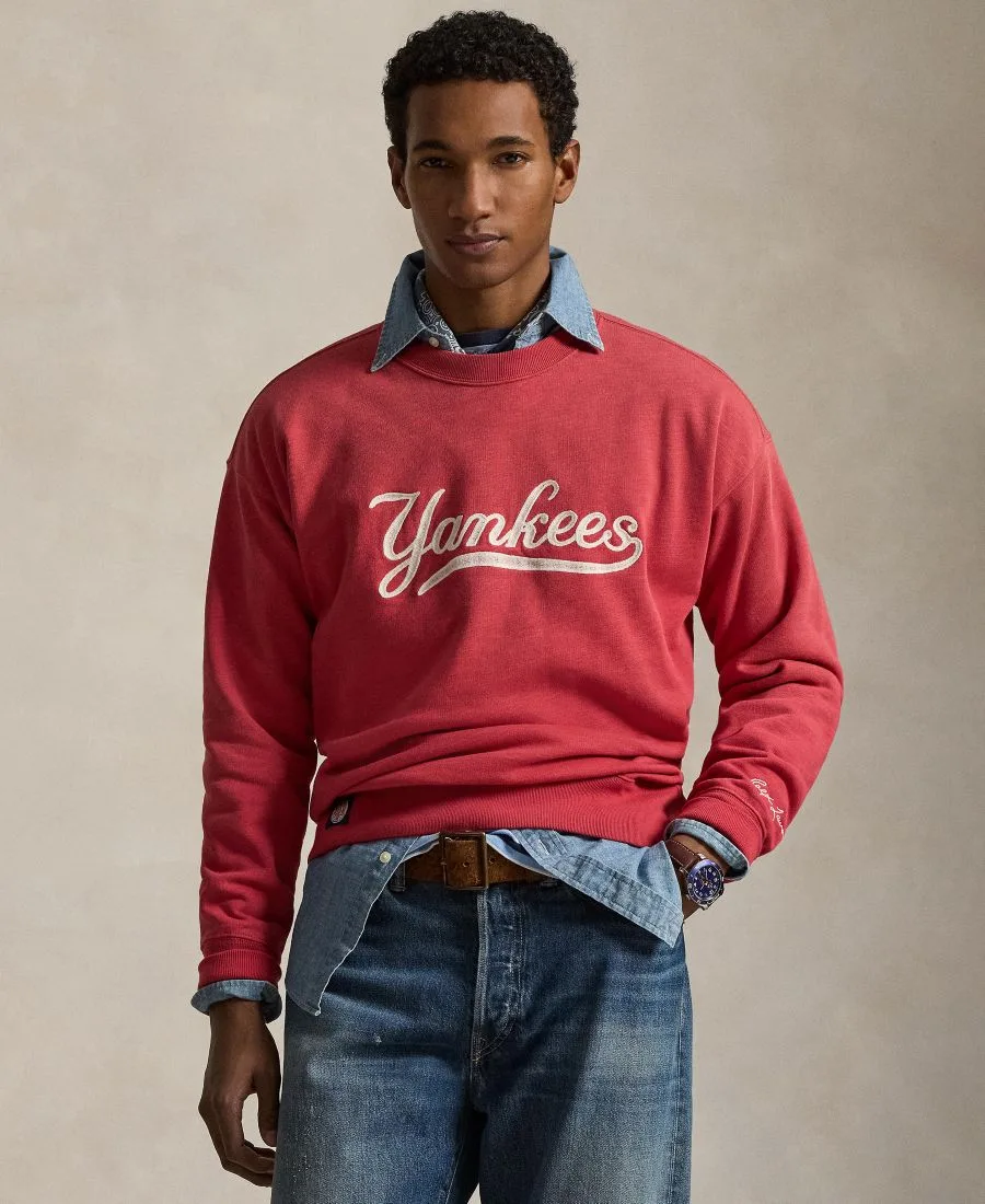 Мужская флисовая толстовка с вышивкой Yankees Polo Ralph Lauren, sunrise красный