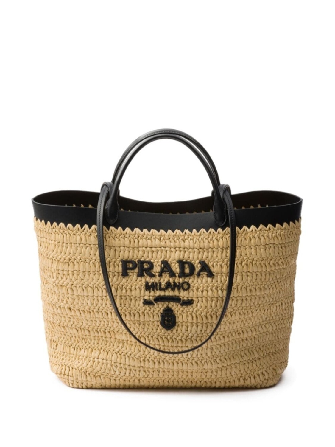 

Плетеная сумка-тоут Prada, нейтральный цвет