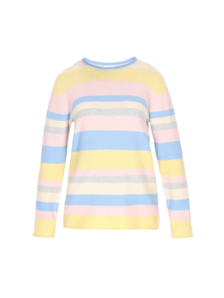 

Женский свитер синего цвета с разноцветными вставками usha BLUE LABEL