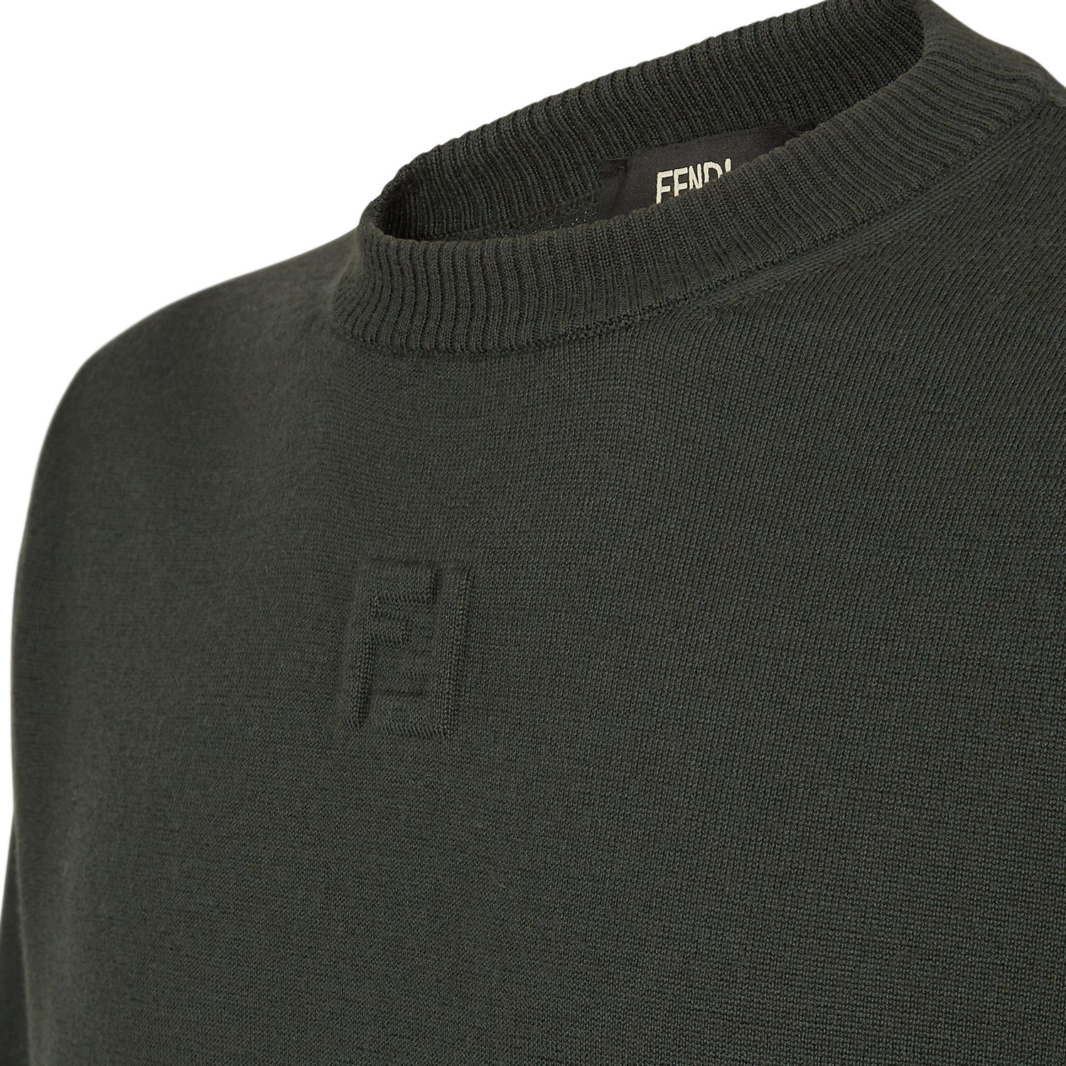 

Футболка с длинными рукавами и круглым вырезом FENDI, зеленая