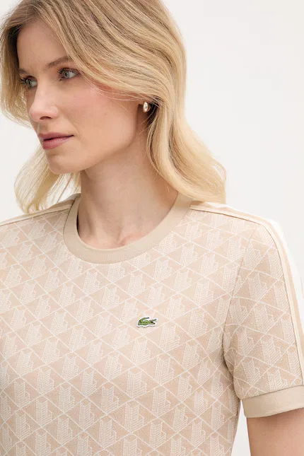 Футболка Lacoste бежевая Slim Fit — фото 4