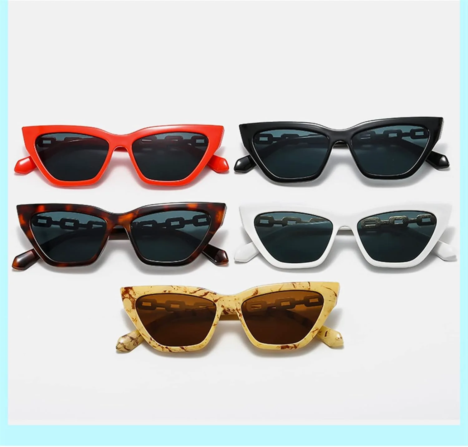 

Солнцезащитные очки XINXIN «Кошачий глаз» для мужчин и женщин, маленькая оправа, металлическая цепочка, модные солнцезащитные очки (Цвет: B, Размер: Средний), B