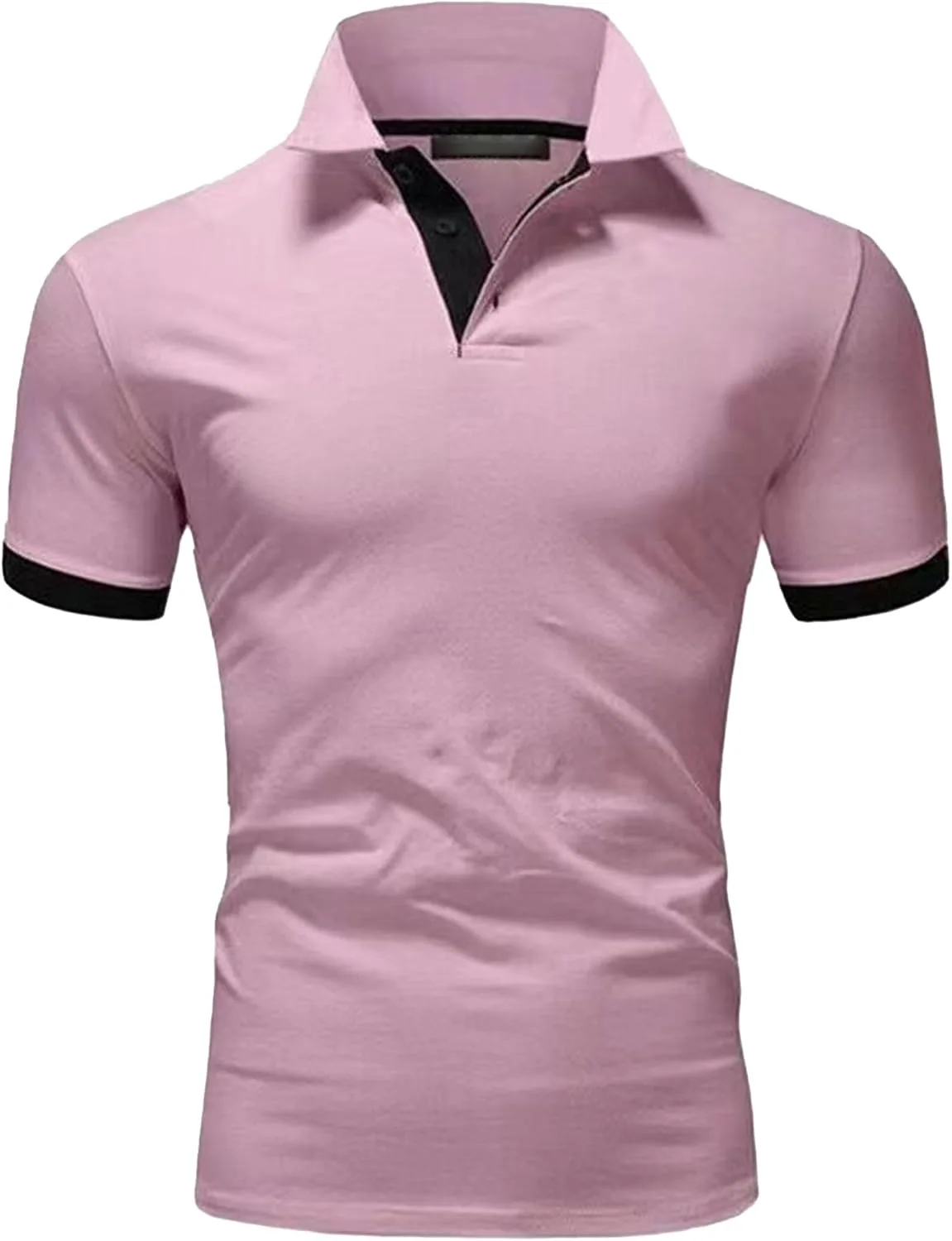 Мужская поло Slim Fit с коротким рукавом и контрастными пуговицами