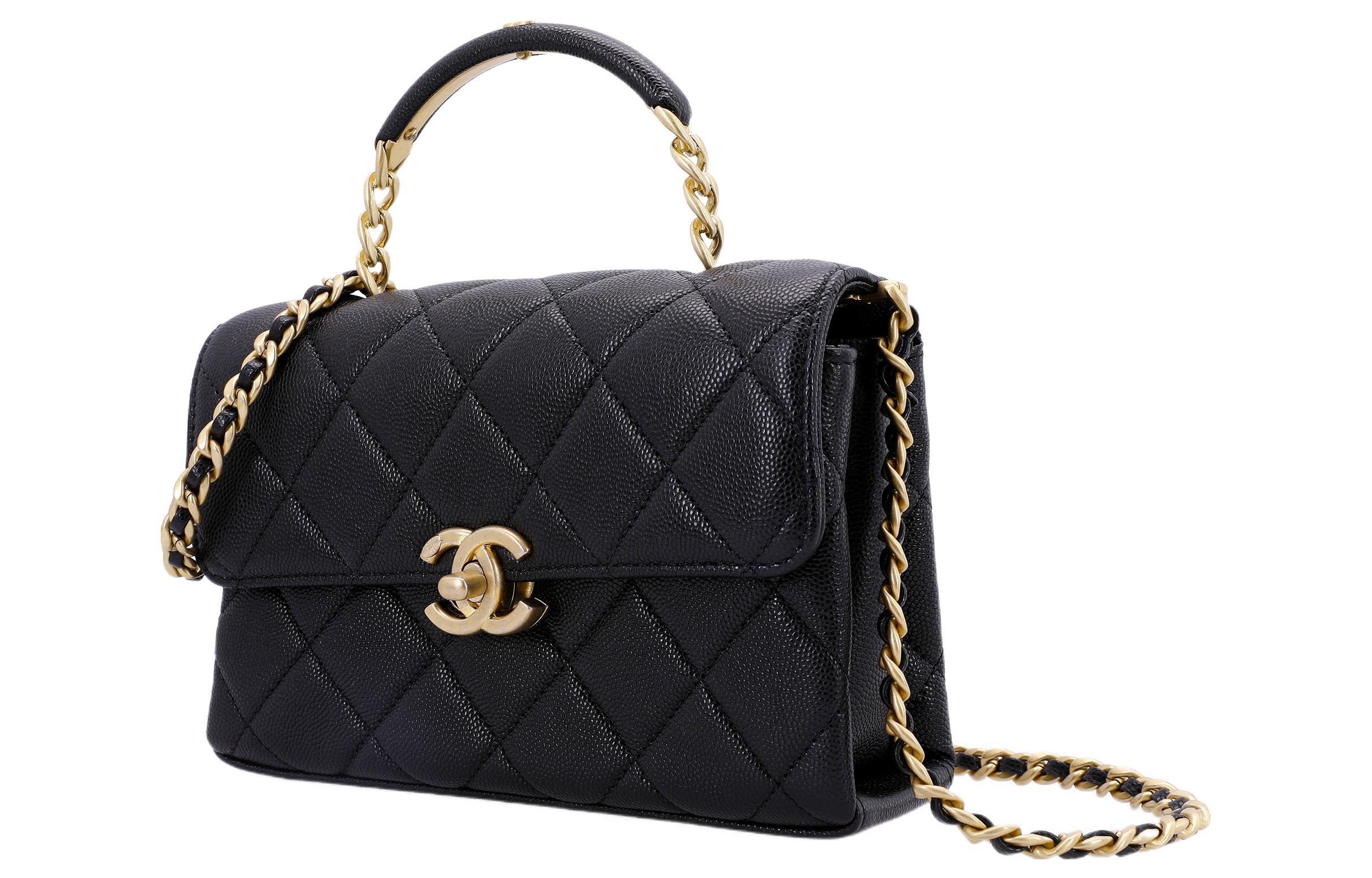 Зернистая тисненая кожаная сумка через плечо мини черный CHANEL — фото 2